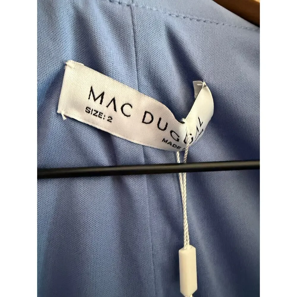 MAC DUGGAL 12506 cocktail wrap periwinkle blue dress long sleeve sz 2 - Picture 5 of 8